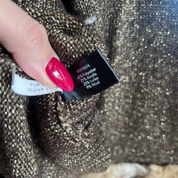 Boston Proper Dark Brown Sweater with Faux Fur Cuffs - Picture 4 of 5